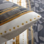 Pościel bawełniana 160x200 Carla szara w dekoracyjny pomarańczowy ornament, Cottonlove Exclusive