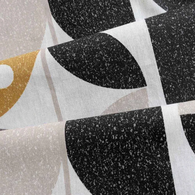 Pościel bawełniana 160x200 Carla szara w dekoracyjny pomarańczowy ornament, Cottonlove Exclusive