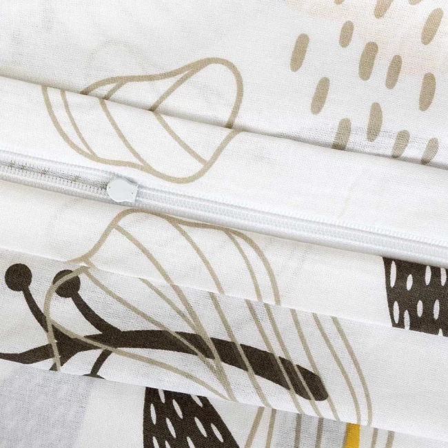 Pościel bawełniana 160x200 Charlotte biała w brązowe i żółte kwiaty, Cottonlove Exclusive