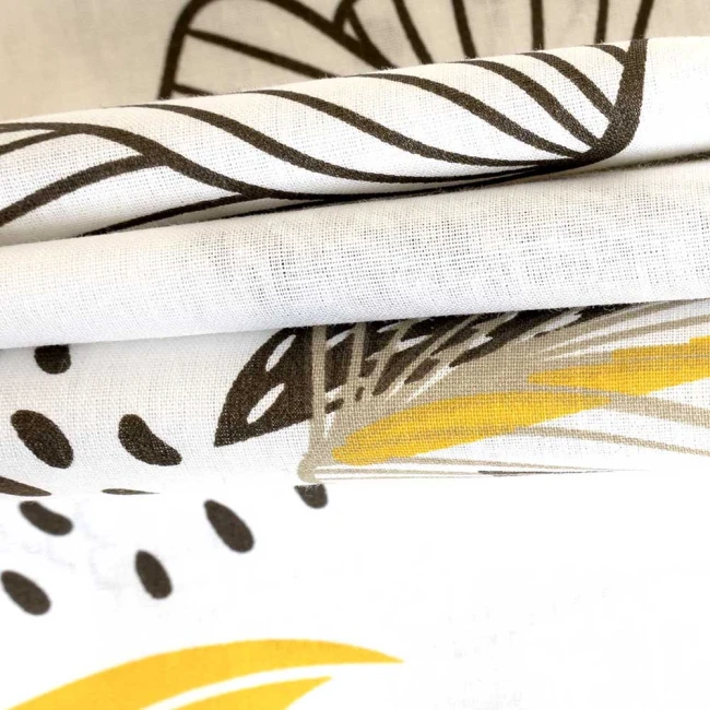 Pościel bawełniana 160x200 Charlotte biała w brązowe i żółte kwiaty, Cottonlove Exclusive