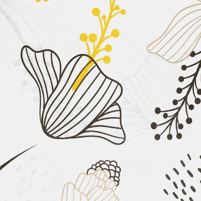 Pościel bawełniana 160x200 Charlotte biała w brązowe i żółte kwiaty, Cottonlove Exclusive