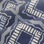 Pościel bawełniana 160x200 Dora ciemno niebieska w kremowy ornament, Cottonlove Exclusive