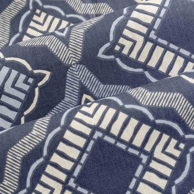 Pościel bawełniana 160x200 Dora ciemno niebieska w kremowy ornament, Cottonlove Exclusive