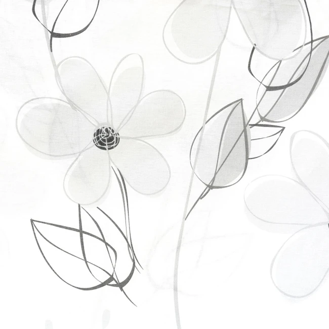 Pościel bawełniana 160x200 Larissa biała w szare kwiaty, Cottonlove Exclusive