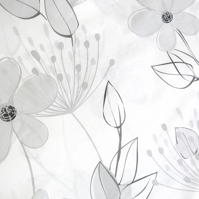 Pościel bawełniana 160x200 Larissa biała w szare kwiaty, Cottonlove Exclusive