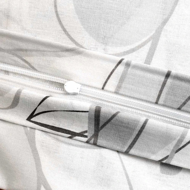 Pościel bawełniana 160x200 Larissa biała w szare kwiaty, Cottonlove Exclusive