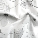 Pościel bawełniana 160x200 Larissa biała w szare kwiaty, Cottonlove Exclusive