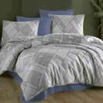 Pościel bawełniana 160x200 Livio szara w geometryczny motyw, Cottonlove Exclusive