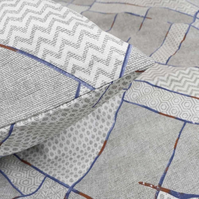 Pościel bawełniana 160x200 Livio szara w geometryczny motyw, Cottonlove Exclusive