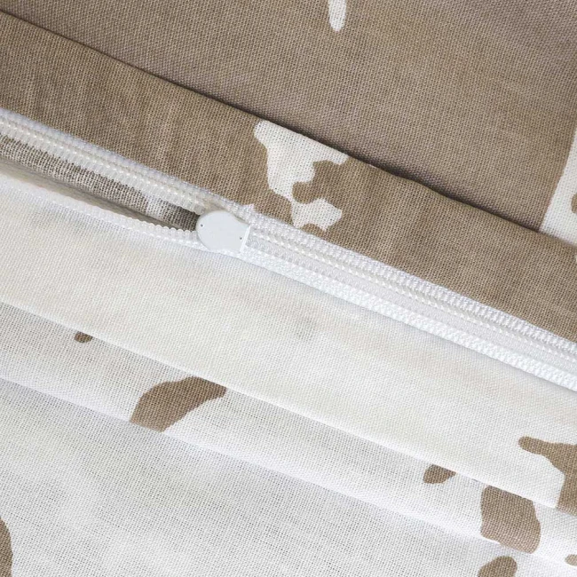 Pościel bawełniana 160x200 Mercer Beige beżowa i biała w dekoracyjny wzór, Cottonlove Exclusive