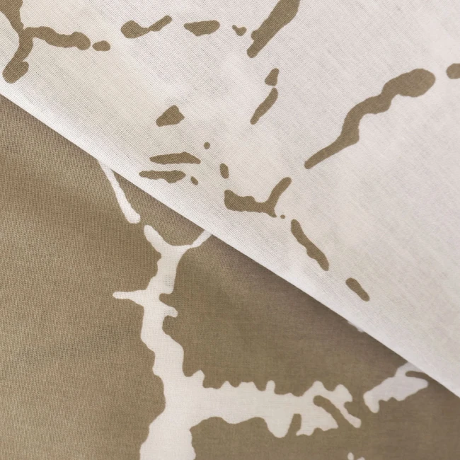 Pościel bawełniana 200x220 Mercer Beige beżowa i biała w dekoracyjny wzór, Cottonlove Exclusive