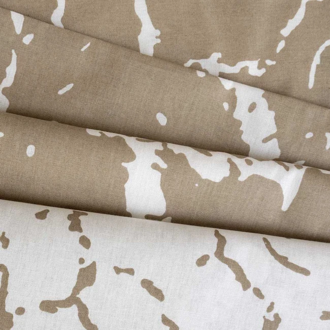 Pościel bawełniana 200x220 Mercer Beige beżowa i biała w dekoracyjny wzór, Cottonlove Exclusive