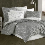 Pościel bawełniana 160x200 Mercer Grey szara i biała w dekoracyjny wzór, Cottonlove Exclusive