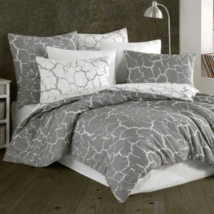 Pościel bawełniana 200x220 Mercer Grey szara i biała w dekoracyjny wzór, Cottonlove Exclusive