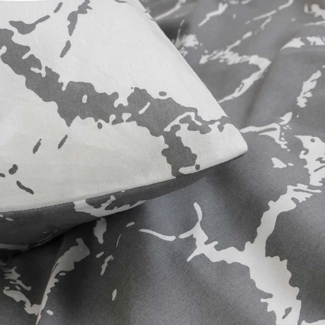 Pościel bawełniana 200x220 Mercer Grey szara i biała w dekoracyjny wzór, Cottonlove Exclusive