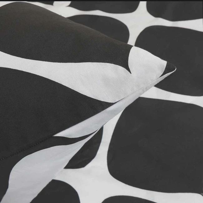 Pościel bawełniana 160x200 Noir biała i czarna w dekoracyjną kratę, Cottonlove Exclusive