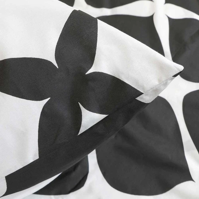 Pościel bawełniana 160x200 Noir biała i czarna w dekoracyjną kratę, Cottonlove Exclusive