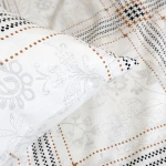 Pościel bawełniana 160x200 Quatre biała w czarną i brązową kratę, Cottonlove Exclusive