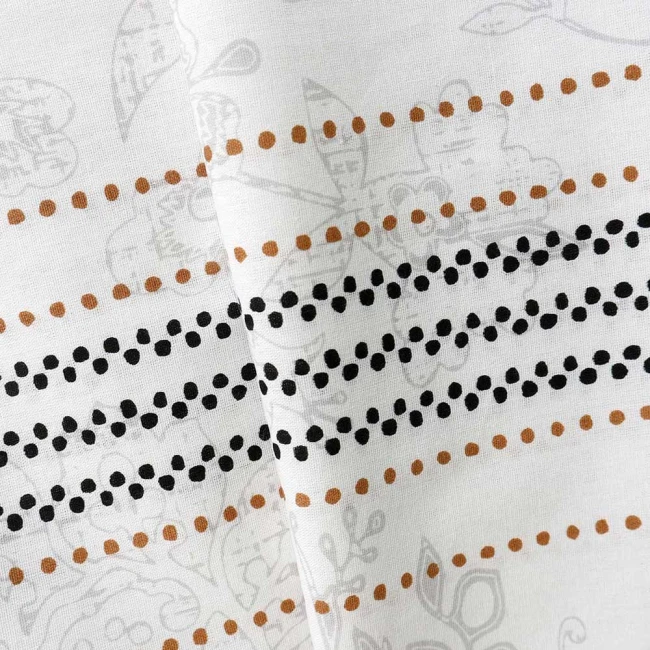 Pościel bawełniana 160x200 Quatre biała w czarną i brązową kratę, Cottonlove Exclusive