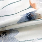 Pościel bawełniana 160x200 Romance biała w niebieskie i pomarańczowe kwiaty, Cottonlove Exclusive