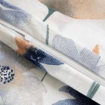 Pościel bawełniana 200x220 Romance biała w niebieskie i pomarańczowe kwiaty, Cottonlove Exclusive