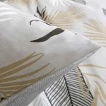 Pościel bawełniana 160x200 Sonella szara w czarne i beżowe liście, Cottonlove Exclusive