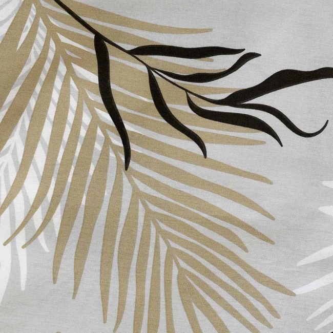 Pościel bawełniana 160x200 Sonella szara w czarne i beżowe liście, Cottonlove Exclusive