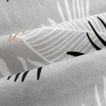 Pościel bawełniana 160x200 Sonella szara w czarne i beżowe liście, Cottonlove Exclusive