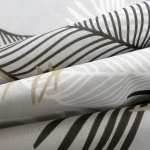 Pościel bawełniana 160x200 Sonella szara w czarne i beżowe liście, Cottonlove Exclusive