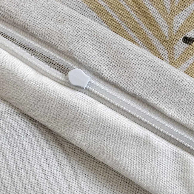 Pościel bawełniana 200x220 Sonella szara w czarne i beżowe liście, Cottonlove Exclusive