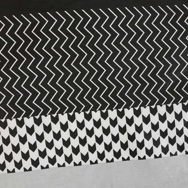 Pościel bawełniana 160x200 Zigo Grey szara i biała w czarny ornament, Cottonlove Exclusive