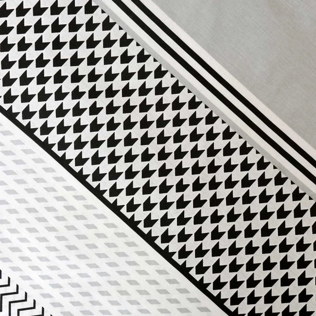 Pościel bawełniana 160x200 Zigo Grey szara i biała w czarny ornament, Cottonlove Exclusive