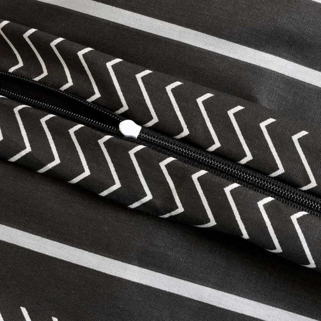 Pościel bawełniana 160x200 Zigo Grey szara i biała w czarny ornament, Cottonlove Exclusive