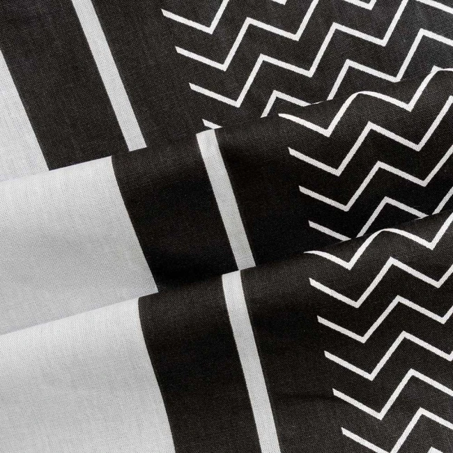 Pościel bawełniana 160x200 Zigo Grey szara i biała w czarny ornament, Cottonlove Exclusive