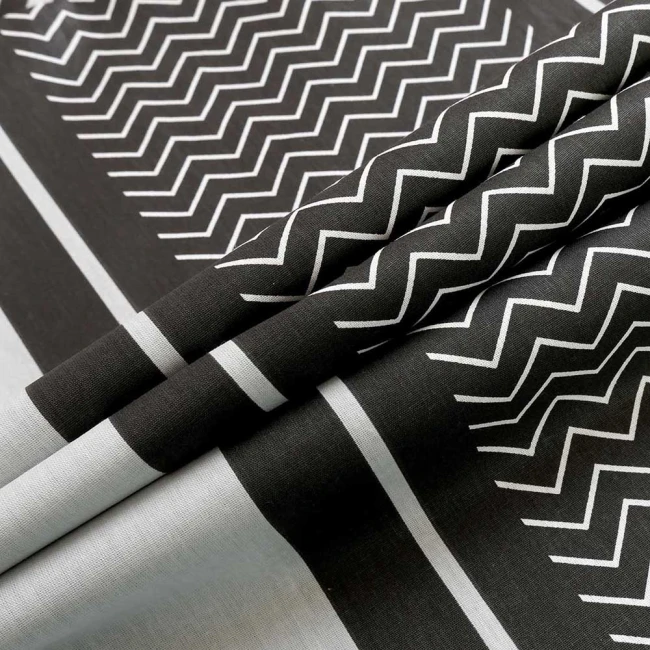 Pościel bawełniana 160x200 Zigo Grey szara i biała w czarny ornament, Cottonlove Exclusive