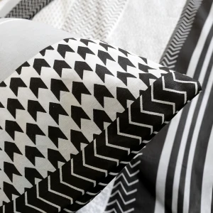 Pościel bawełniana 200x220 Zigo Grey szara i biała w czarny ornament, Cottonlove Exclusive
