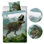 Pościel bawełniana 160x200 Dinozaur T-Rex, młodzieżowa, zielony