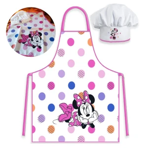 Fartuszek dziecięcy z czapką szefa Minnie groszki