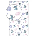 Prześcieradło bawełniane dziecięce z gumką 90x200 Lilo & Stitch, białe