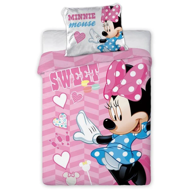 Pościel bawełniana dla dzieci 100x135 Myszka Minnie, Disney, różowa, dla dziewczynki