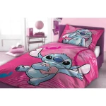 Pościel bawełniana dla dzieci 100x135 Lilo & Stitch, różowa, dla dziewczynki