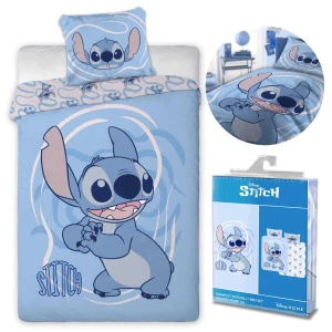 Pościel bawełniana dla dzieci 100x135 Lilo & Stitch, niebieska, dla chłopca