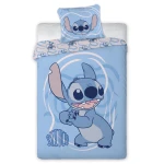 Pościel bawełniana dla dzieci 100x135 Lilo & Stitch, niebieska, dla chłopca