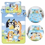 Pościel bawełniana dla dzieci 100x135 Pies Bluey, niebieska