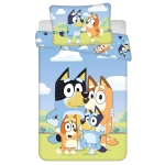 Pościel bawełniana dla dzieci 100x135 Pies Bluey, niebieska