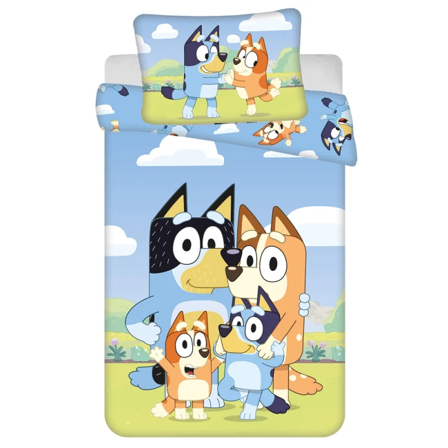 Pościel bawełniana dla dzieci 100x135 Pies Bluey, niebieska