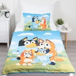 Pościel bawełniana dla dzieci 100x135 Pies Bluey, niebieska