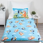 Pościel bawełniana dla dzieci 100x135 Pies Bluey, niebieska