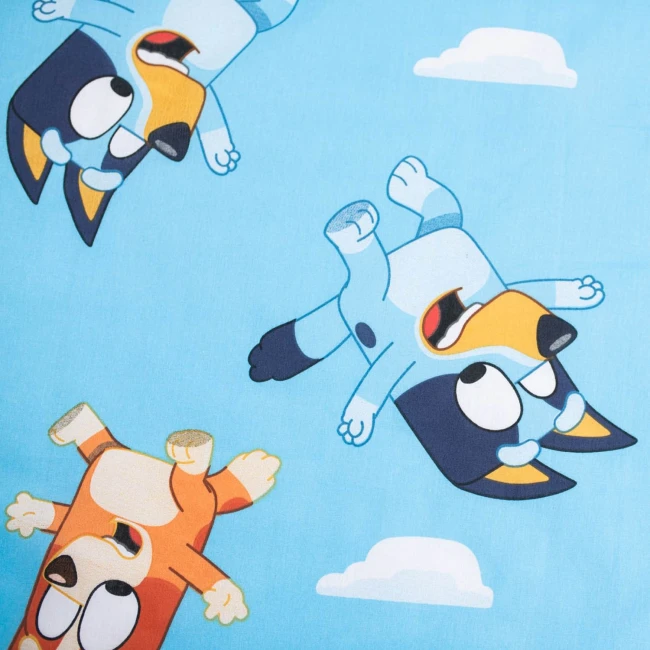 Pościel bawełniana dla dzieci 100x135 Pies Bluey, niebieska