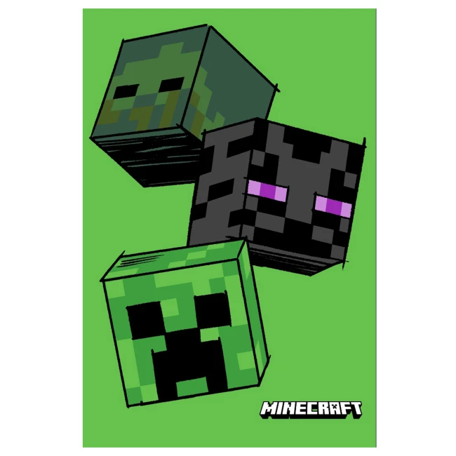 Kocyk dziecięcy polarowy 100x150 Minecraft Creeper, zielony